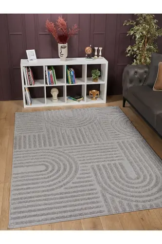 Quincey Bukleli Yumuşak Peluş Post Shaggy Krem Çocuk Odası Oturma Odası Salon Mutfak Halısı - Gri 