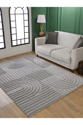 Quincey Буклели Yumuşak Peluş Post Shaggy Krem Çocuk Odası Oturma Odası Salon Mutfak Halısı-Gri - 3