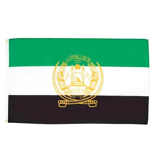 AZ BAYRAĞI - Afganistan 2001-2002 Bayrağı - 3x5 Ft - 100D Polyester Eski Afganistan Sancağı, İki Metal Halkalı - Solmaya Dayanıklı - Canlı Renkler - 3' x 5' Feet - 150x90 Cm - 1