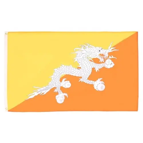 AZ BAYRAĞI - Bhutan Bayrağı - 2x3 Ft - İki Metal Halkalı 100D Polyester Bhutan Bayrağı - Solmaya Dayanıklı - Canlı Renkler - 2' x 3' Feet - 90x60 Cm - 1