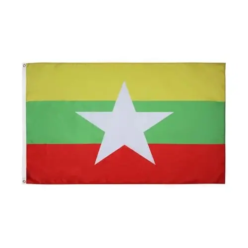 AZ BAYRAĞI - Burma Bayrağı - 2x3 Ft - 100D Polyester Myanmar - İki Metal Halkalı Burma Afişi - Solmaya Dayanıklı - Canlı Renkler - 2' x 3' Feet - 90x60 Cm 