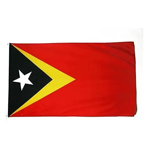 AZ BAYRAĞI - Doğu Timor Bayrağı - 2x3 Ft - İki Metal Halkalı 100D Polyester Doğu Timor Bayrağı - Solmaya Dayanıklı - Canlı Renkler - 2' x 3' Feet - 90x60 Cm - 1