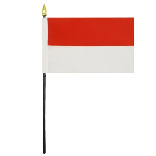AZ FLAG - Indonesia Table Flag 4'' x 6'' - Indonesian Mini Desk Flag 100% Polyester 15 x 10 cm. - Office Banner with 10'' Pole - Golden Spear - 1