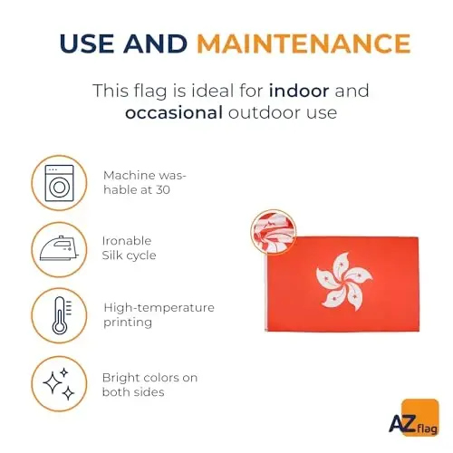 AZ FLAG - Hong Kong Flag - 3x5 Ft - 100D Polyester Hong Konger Banner with Two Metal Grommets - Fade Resistant - Vivid Colors - 3' x 5' Feet - 150x90 Cm - 5