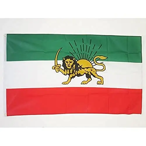 AZ BAYRAĞI - İran Eski Pers Bayrağı - 3x5 Ft - 100D Polyester Pers Sancağı İki Metal Halkalı - Solmaya Dayanıklı - Canlı Renkler - 3' x 5' Feet - 150x90 Cm - 1