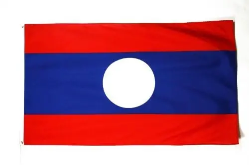 AZ BAYRAĞI - Laos Bayrağı - 2x3 Ft - İki Metal Halkalı 100D Polyester Laos Bannerı - Solmaya Dirençli - Canlı Renkler - 2' x 3' Feet - 90x60 Cm - 4
