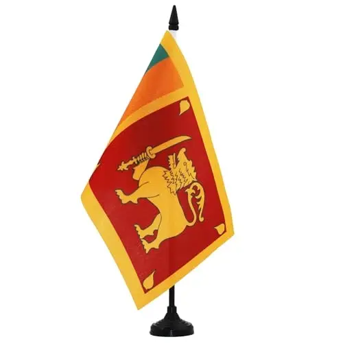 AZ FLAG Sri Lanka Table Flag 5'' x 8'' - Sri Lankan Desk Flag 21 x 14 cm. - Black plastic stick and base - 2