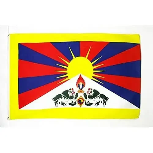AZ FLAG - Tibet Flag - 2x3 Ft - 100D Polyester Tibetan-Buddhist Banner with Two Metal Grommets - Fade Resistant - Vivid Colors - 2' x 3' Feet - 90x60 Cm - 1