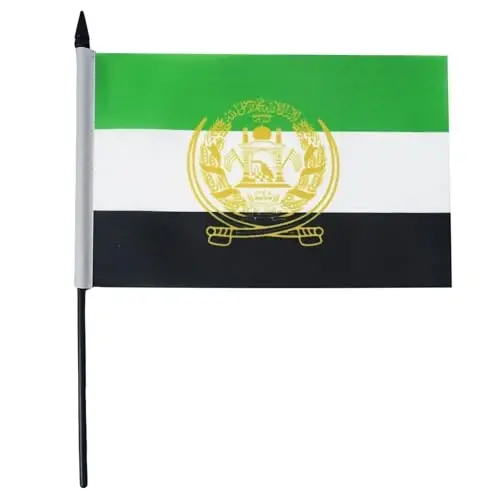 AZ FLAG Afghanistan 2001-2002 Table Flag 5'' x 8'' - Former Afghan Desk Flag 21 x 14 cm. - Black plastic stick and base - 2