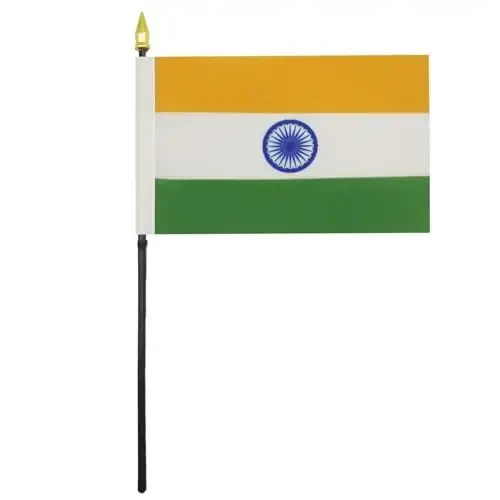 AZ FLAG - India Table Flag 4'' x 6'' - Indian Mini Desk Flag 100% Polyester 15 x 10 cm. - Office Banner with 10'' Pole - Golden Spear 