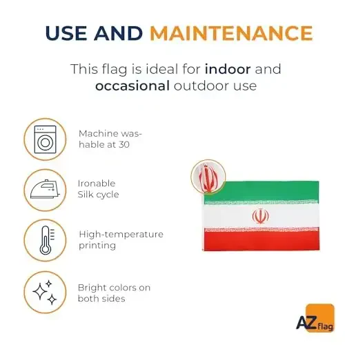 AZ FLAG - Iran Flag - Large 5x8 Ft - 100D Polyester Iranian - Persian Big Banner with Two Metal Grommets - Fade Resistant - Vivid Colors - 5' x 8' Feet - 250x150 Cm - 5