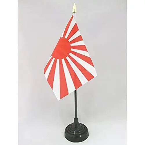 AZ FLAG - Japan WWI Table Flag 4'' x 6'' - Imperial Japanese Mini Desk Flag 100% Polyester 15 x 10 cm. - Office Banner with 10'' Pole - Golden Spear 