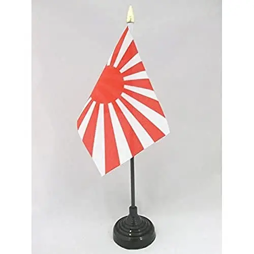 AZ FLAG - Japan WWI Table Flag 4'' x 6'' - Imperial Japanese Mini Desk Flag 100% Polyester 15 x 10 cm. - Office Banner with 10'' Pole - Golden Spear - 1