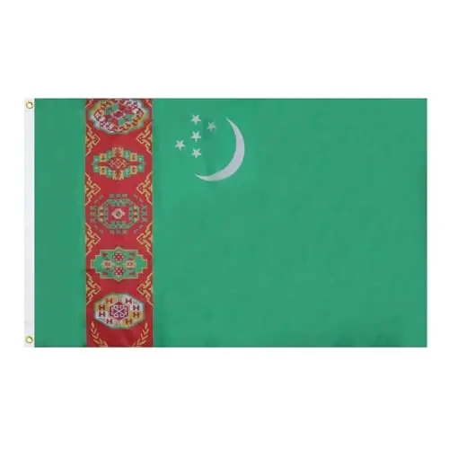 AZ FLAG - Turkmenistan Flag - 2x3 Ft - 100D Polyester Turkmen Banner with Two Metal Grommets - Fade Resistant - Vivid Colors - 2' x 3' Feet - 90x60 Cm - 1