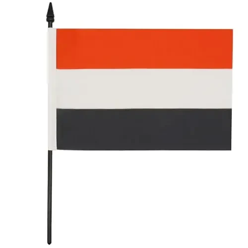 AZ FLAG Yemen Table Flag 5'' x 8'' - Yemeni Desk Flag 21 x 14 cm. - Black plastic stick and base 