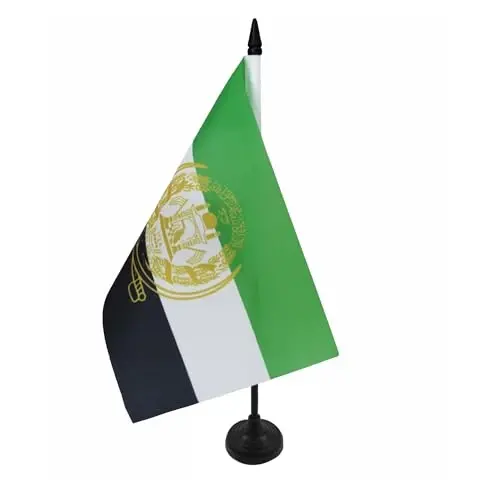 AZ FLAG Afg'oniston 2001-2002 Stol bayrog'i 5'' x 8'' - Afg'onistonning sobiq stol bayrog'i 21 x 14 sm. - Qora plastik tayoq va taglik - AZ FLAG