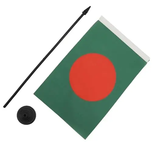 AZ FLAG Bangladesh Table Flag 5'' x 8'' - Bangladeshi Desk Flag 21 x 14 cm. - Black plastic stick and base - 3
