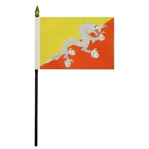 AZ FLAG - Butan Stol bayrog'i 4'' x 6'' - Butan Mini Stol bayrog'i 100% Polyester 15 x 10 sm. - 10'' Ustunli Ofis Banneri - Oltin Nayza 