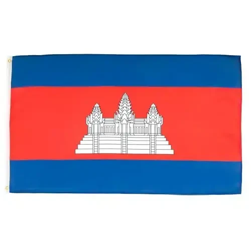 AZ FLAG - Cambodia Flag - 3x5 Ft - 100D Polyester Cambodian Banner with Two Metal Grommets - Fade Resistant - Vivid Colors - 3' x 5' Feet - 150x90 Cm - 8