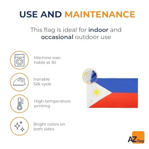 AZ FLAG - Filippin bayrog'i - 2x3 Ft - 100D Polyester Filippin banneri ikkita metall halqa bilan - Rang o'chishiga chidamli - Yorqin ranglar - 2' x 3' Feet - 90x60 Sm - 5