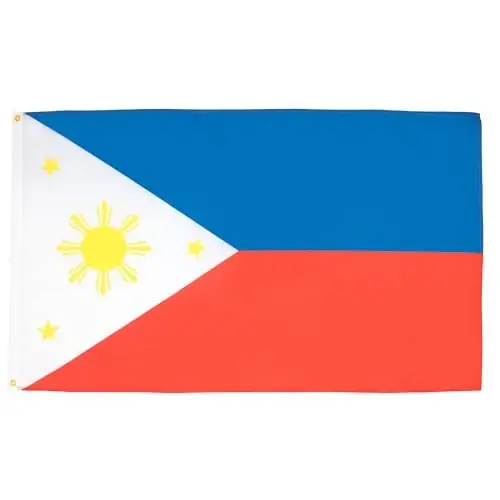 AZ FLAG - Filippin bayrog'i - 2x3 Ft - 100D Polyester Filippin banneri ikkita metall halqa bilan - Rang o'chishiga chidamli - Yorqin ranglar - 2' x 3' Feet - 90x60 Sm - AZ FLAG