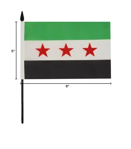 AZ FLAG Free Syrian Army Table Flag 5'' x 8'' - Army of Syria Desk Flag 21 x 14 cm. - Black plastic stick and base - 4