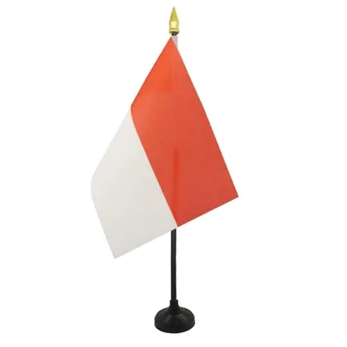 AZ FLAG - Indonesia Table Flag 4'' x 6'' - Indonesian Mini Desk Flag 100% Polyester 15 x 10 cm. - Office Banner with 10'' Pole - Golden Spear - 4
