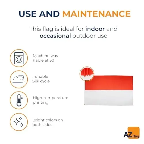 AZ FLAG - Indoneziya bayrog'i - 3x5 Ft - 100D Polyester Indoneziya banneri ikkita metall lyuvers bilan - Rang o'chishiga chidamli - Yorqin ranglar - 3' x 5' Feet - 150x90 Cm - 5
