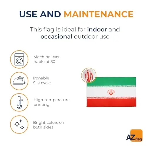 AZ FLAG - Iran Flag - 3x5 Ft - 100D Polyester Iranian - Persian Banner with Two Metal Grommets - Fade Resistant - Vivid Colors - 3' x 5' Feet - 150x90 Cm - 5
