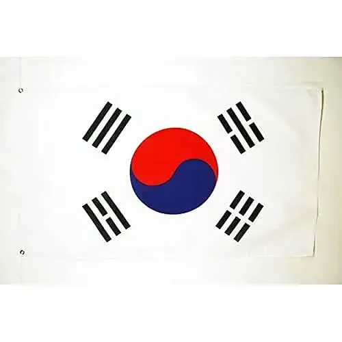 AZ FLAG - Janubiy Koreya Bayrog'i - 2x3 Ft - 100D Polyester Janubiy Koreya Banderoli Ikki Metall Lyuvers bilan - Rang o'chishiga chidamli - Yorqin Ranglar - 2' x 3' Feet - 90x60 Sm - 1