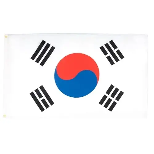AZ FLAG - Janubiy Koreya Bayrog'i - 2x3 Ft - 100D Polyester Janubiy Koreya Banderoli Ikki Metall Lyuvers bilan - Rang o'chishiga chidamli - Yorqin Ranglar - 2' x 3' Feet - 90x60 Sm - AZ FLAG