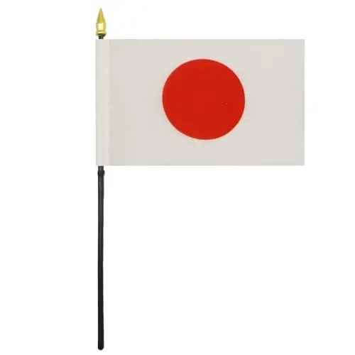 AZ FLAG - Japan Table Flag 4'' x 6'' - Japanese Mini Desk Flag 100% Polyester 15 x 10 cm. - Office Banner with 10'' Pole - Golden Spear - 1