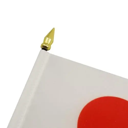 AZ FLAG - Japan Table Flag 4'' x 6'' - Japanese Mini Desk Flag 100% Polyester 15 x 10 cm. - Office Banner with 10'' Pole - Golden Spear - 4