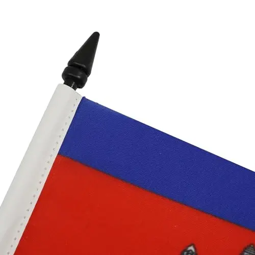 AZ FLAG Cambodia Table Flag 6x8 in 100D Polyester Plastic Base | Indoor use Cambodian 21x14 cm. desk flag កម្ពុជា stitched finish with reinforced edges with plastic pole - AZ FLAG