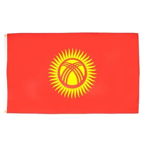 AZ FLAG - Kırgızistan Bayrağı - 3x5 Ft - İki Metal Halkalı 100D Polyester Kırgızistan Bayrağı - Solmaya Dirençli - Canlı Renkler - 3' x 5' Feet - 150x90 Cm - AZ FLAG