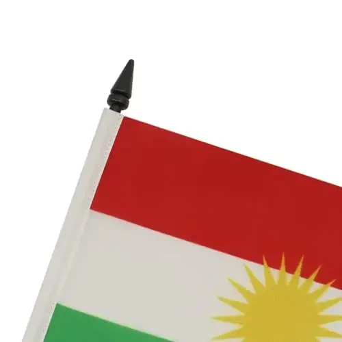 AZ FLAG Kurdistan Table Flag 5'' x 8'' - Curdistan Desk Flag 21 x 14 cm. - Black plastic stick and base - 4