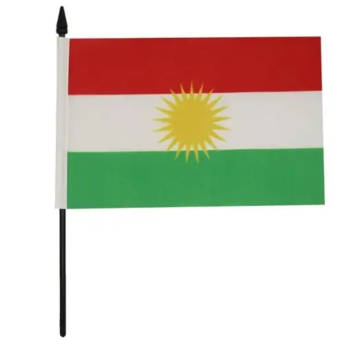 AZ FLAG Kurdistan Table Flag 5'' x 8'' - Curdistan Desk Flag 21 x 14 cm. - Black plastic stick and base - AZ FLAG (1)