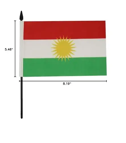 AZ FLAG Kurdistan Table Flag 5'' x 8'' - Curdistan Desk Flag 21 x 14 cm. - Black plastic stick and base - 4