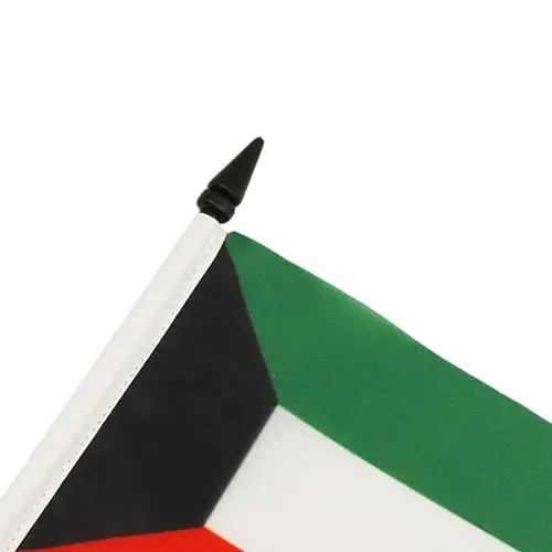 AZ FLAG Kuwait Table Flag 4x6 in 100D Polyester Plastic Base | Indoor use Kuwaiti 15x10 cm. desk flag الكويت stitched finish with reinforced edges with plastic pole - 4