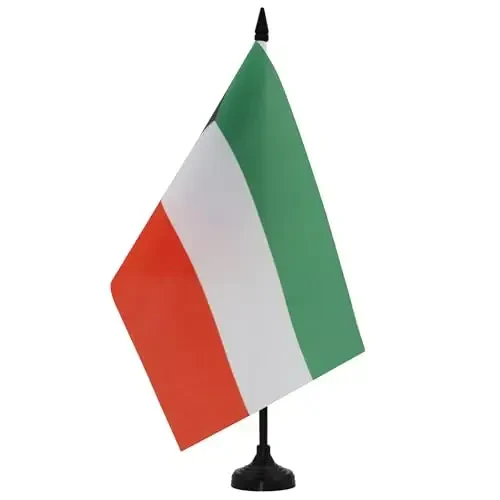 AZ FLAG Kuwait Table Flag 5'' x 8'' - Kuwaiti Desk Flag 21 x 14 cm. - Black plastic stick and base - 3