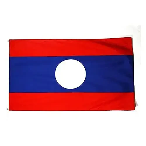 AZ FLAG - Laos Bayrog'i - 2x3 Ft - 100D Polyester Laos Bannery Ikki Metall Grommet Bilan - Rang O'chishiga Chidamli - Yorqin Ranglar - 2' x 3' Feet - 90x60 Sm 