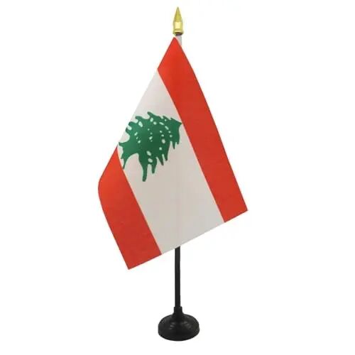 AZ FLAG - Livan Stol bayrog'i 4'' x 6'' - Livan Mini stol bayrog'i 100% Polyester 15 x 10 sm. - 10'' ustunli ofis banneri - Oltin Nayza - 2