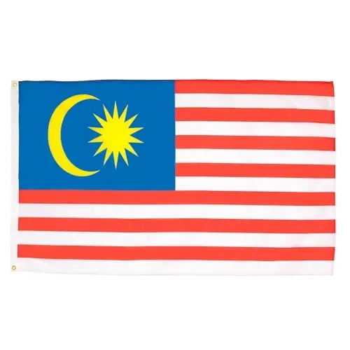 AZ FLAG - Malaysia Flag - 3x5 Ft - 100D Polyester Malaysian Banner with Two Metal Grommets - Fade Resistant - Vivid Colors - 3' x 5' Feet - 150x90 Cm 