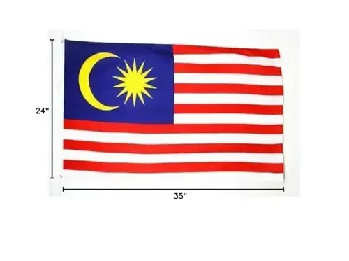 AZ FLAG - Malayziya Bayrog'i - 2x3 Ft - 100D Polyester Malayziya Banni Ikki Metal Grommet bilan - Fade Resistant - Vivid Colors - 2' x 3' Feet - 90x60 Sm - AZ FLAG (1)