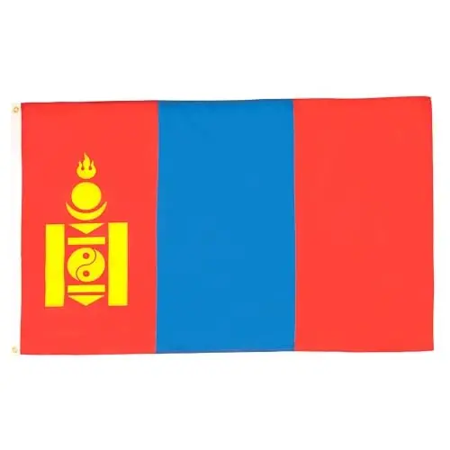 AZ FLAG - Mongoliya Bayrog'i - 2x3 Ft - 100D Polyester Mo'g'uliston Bannersi Ikki Metal Grommet bilan - Rang berishga chidamli - Yorqin Ranglar - 2' x 3' Feet - 90x60 Sm - 1