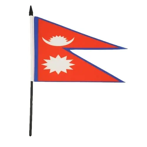 AZ FLAG Nepal Table Flag 5'' x 8'' - Nepalese Desk Flag 21 x 14 cm. - Black plastic stick and base - 1