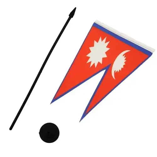 AZ FLAG Nepal Table Flag 5'' x 8'' - Nepalese Desk Flag 21 x 14 cm. - Black plastic stick and base - 3