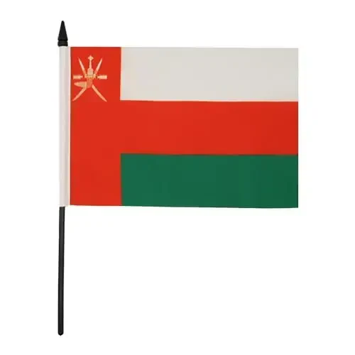 AZ FLAG Oman Table Flag 5'' x 8'' - Omani Desk Flag 21 x 14 cm. - Black plastic stick and base - 2