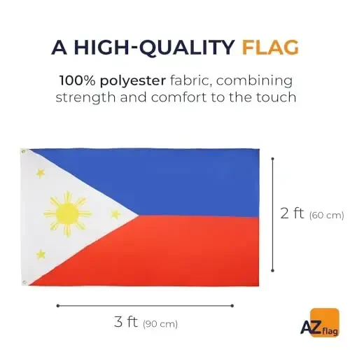 AZ FLAG - Philippines Flag - 2x3 Ft - 100D Polyester Filipino Banner with Two Metal Grommets - Fade Resistant - Vivid Colors - 2' x 3' Feet - 90x60 Cm - 2