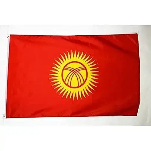AZ FLAG - Qirg'iziston bayrog'i - 2x3 Ft - 100D Polyester Qirg'izistonlik banneri ikkita metall lyuvers bilan - O'chmas rangga chidamli - Yorqin ranglar - 2' x 3' Feet - 90x60 Sm - AZ FLAG